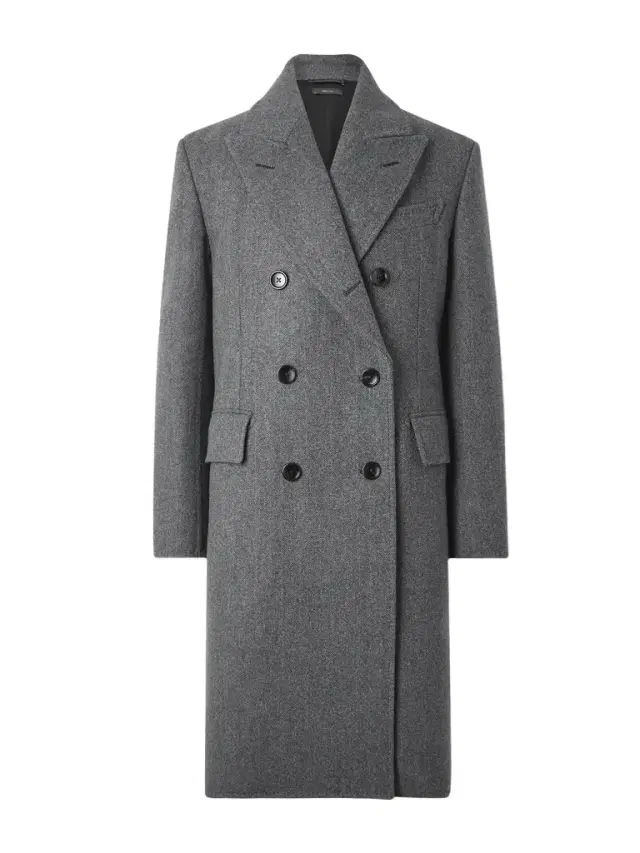 Double-Breasted Herringbone Wool Coat - Men