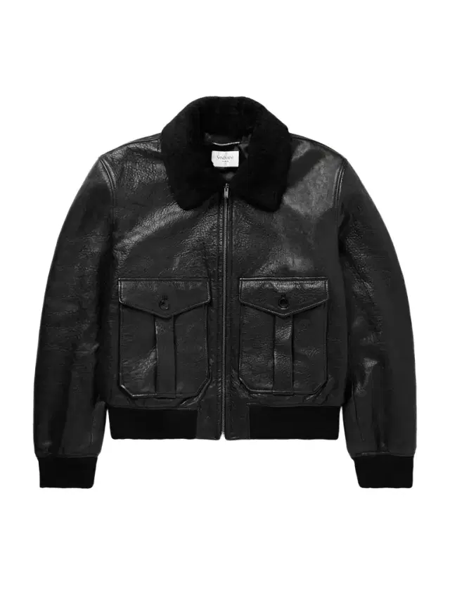 Shearling-Trimmed Full-Grain Leather Jacket - Men