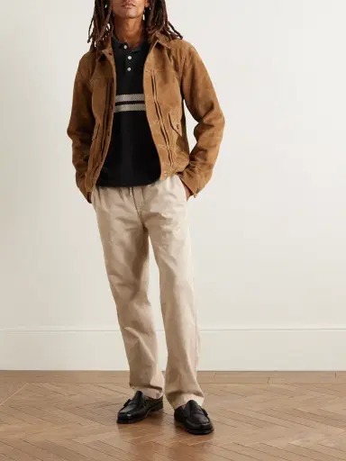 MR P. Edward Straight-Leg Organic Cotton-Twill Drawstring Trousers - Men | Thumbnail 2
