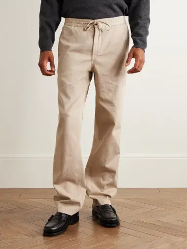 MR P. Edward Straight-Leg Organic Cotton-Twill Drawstring Trousers - Men | Thumbnail 3