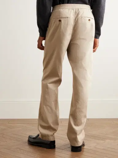 MR P. Edward Straight-Leg Organic Cotton-Twill Drawstring Trousers - Men | Thumbnail 4