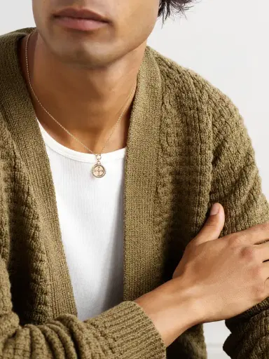 Foundrae Internal Compass 18-Karat Gold Diamond Pendant Necklace - Men | Thumbnail 2