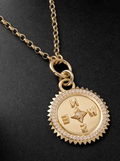 Foundrae Internal Compass 18-Karat Gold Diamond Pendant Necklace - Men | Thumbnail 4