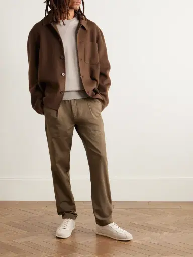 MR P. James Pleated Tapered Organic Cotton-Twill Trousers - Men | Thumbnail 2 MR P. James Pleated Tapered Organic Cotton-Twill Trousers - Men | Thumbnail 2