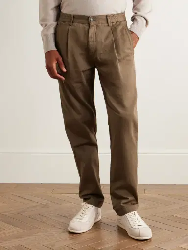 MR P. James Pleated Tapered Organic Cotton-Twill Trousers - Men | Thumbnail 3 MR P. James Pleated Tapered Organic Cotton-Twill Trousers - Men | Thumbnail 3