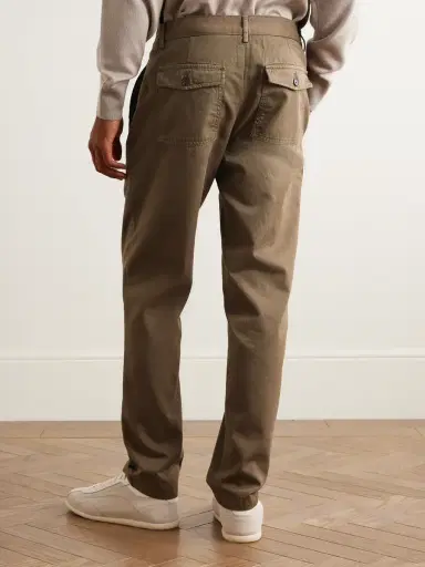 MR P. James Pleated Tapered Organic Cotton-Twill Trousers - Men | Thumbnail 4 MR P. James Pleated Tapered Organic Cotton-Twill Trousers - Men | Thumbnail 4