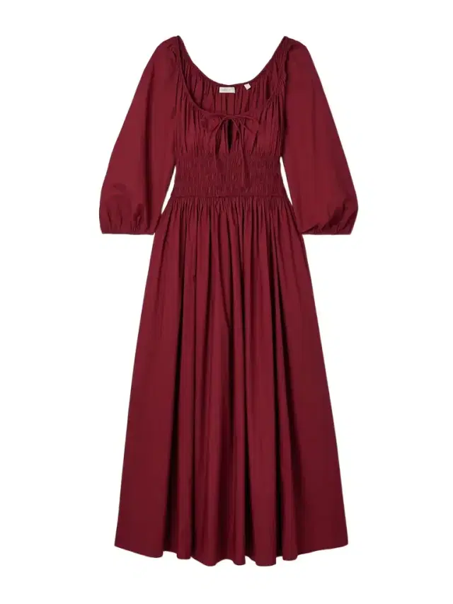 Quintessa Tie-detailed Shirred Organic Cotton-poplin Midi Dress