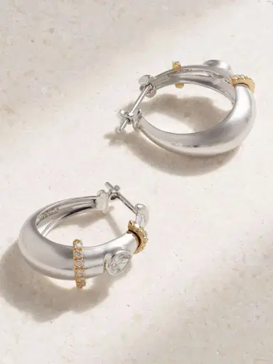 L’Atelier Nawbar Buoy 18-karat White And Yellow Gold Diamond Hoop Earrings | Thumbnail 3 L’Atelier Nawbar Buoy 18-karat White And Yellow Gold Diamond Hoop Earrings | Thumbnail 3