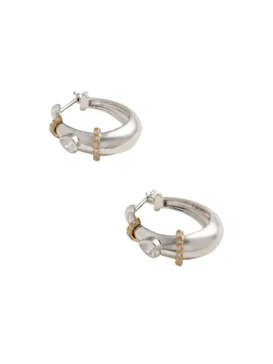 L’Atelier Nawbar Buoy 18-karat White And Yellow Gold Diamond Hoop Earrings | Thumbnail 1 L’Atelier Nawbar Buoy 18-karat White And Yellow Gold Diamond Hoop Earrings | Thumbnail 1