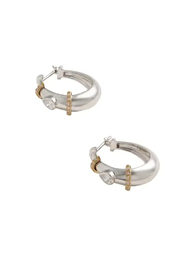 L’Atelier Nawbar Buoy 18-karat White And Yellow Gold Diamond Hoop Earrings