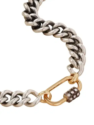 Marla Aaron Consuelo Lock + Mega Curb Chain Sterling Silver, 14-karat Gold And Diamond Necklace | Thumbnail 1 Marla Aaron Consuelo Lock + Mega Curb Chain Sterling Silver, 14-karat Gold And Diamond Necklace | Thumbnail 1