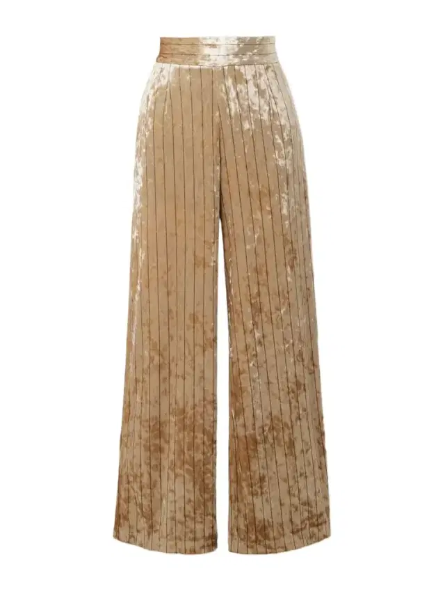 Cipro Pinstriped Crushed-velvet Wide-leg Pants