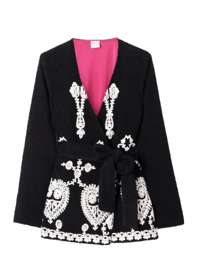 Elbaite Belted Embroidered Wool-blend Bouclé Jacket