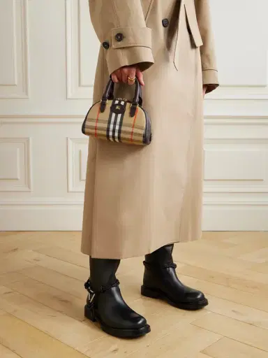 Burberry Mini Leather-trimmed Checked Coated-canvas Top Handle Bag | Thumbnail 2 Burberry Mini Leather-trimmed Checked Coated-canvas Top Handle Bag | Thumbnail 2