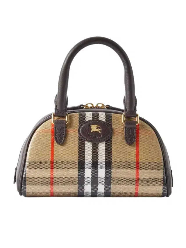 Mini Leather-trimmed Checked Coated-canvas Top Handle Bag