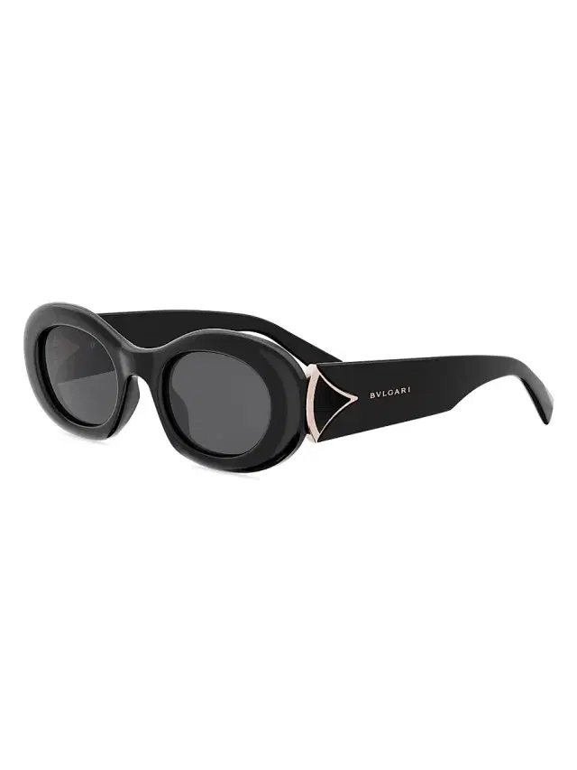 BVLGARI Women's Diva's Dream 50MM Oval Sunglasses - Shiny Black Smoke