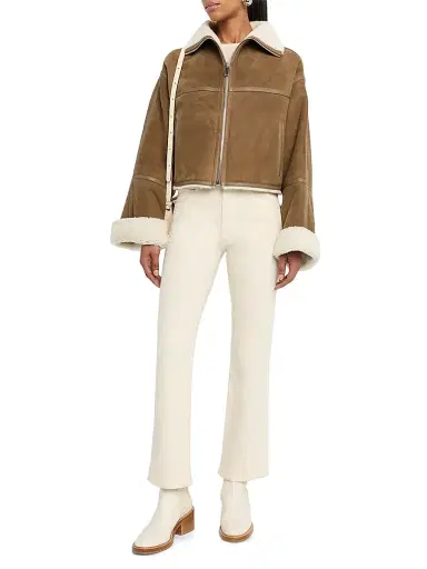 Yves Salomon Women's Veste Shearling Zip-Front Crop Jacket - Chouquette - Size 8 | Thumbnail 2 Yves Salomon Women's Veste Shearling Zip-Front Crop Jacket - Chouquette - Size 8 | Thumbnail 2