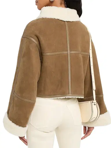 Yves Salomon Women's Veste Shearling Zip-Front Crop Jacket - Chouquette - Size 8 | Thumbnail 4 Yves Salomon Women's Veste Shearling Zip-Front Crop Jacket - Chouquette - Size 8 | Thumbnail 4
