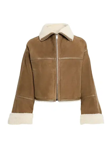 Yves Salomon Women's Veste Shearling Zip-Front Crop Jacket - Chouquette - Size 8 | Thumbnail 1 Yves Salomon Women's Veste Shearling Zip-Front Crop Jacket - Chouquette - Size 8 | Thumbnail 1