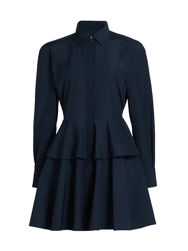 Derek Lam 10 Crosby Women's Azure Ruffled Mini-Shirtdress - Navy