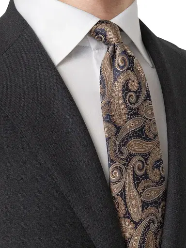 Eton Men's Paisley Silk Tie - Brown | Thumbnail 2 Eton Men's Paisley Silk Tie - Brown | Thumbnail 2