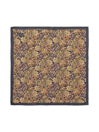 Eton Men's Floral Silk Pocket Square - Navy | Thumbnail 2