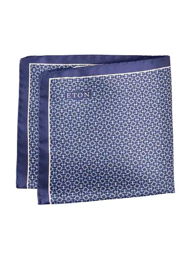 Eton Men's Geometric Silk Pocket Square - Navy | Thumbnail 1 Eton Men's Geometric Silk Pocket Square - Navy | Thumbnail 1
