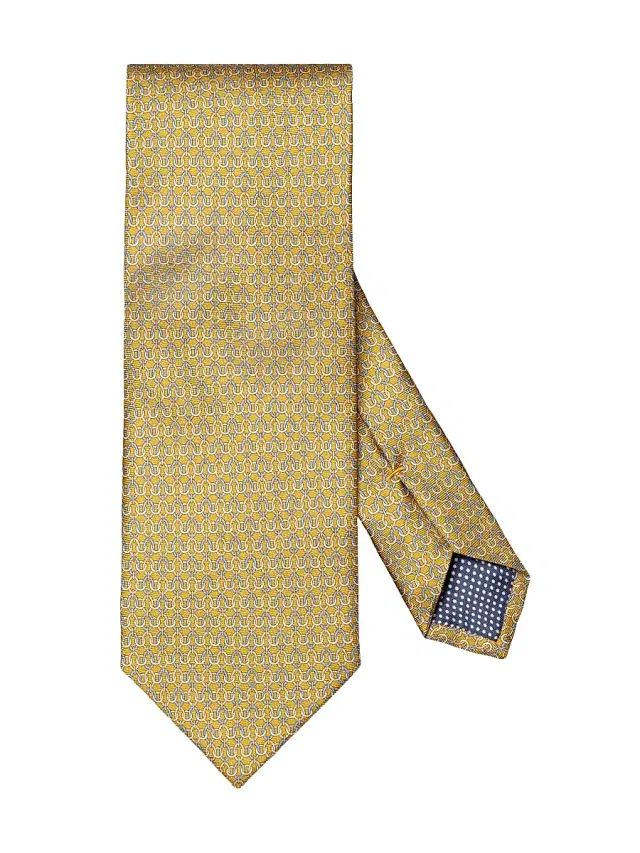 Men's Geometric Print Silk Tie - Yellow