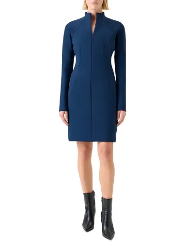 Akris Women's Techno Neoprene Minidress - Denim Blue - Size 12 | Thumbnail 2