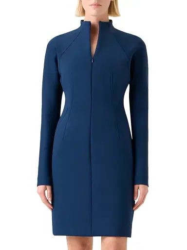 Akris Women's Techno Neoprene Minidress - Denim Blue - Size 12 | Thumbnail 3