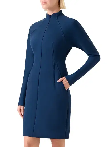 Akris Women's Techno Neoprene Minidress - Denim Blue - Size 12 | Thumbnail 4