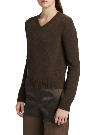 MM6 MAISON MARGIELA Women's V-Neck Wool-Blend Sweater - Brown - Size XL | Thumbnail 4 MM6 MAISON MARGIELA Women's V-Neck Wool-Blend Sweater - Brown - Size XL | Thumbnail 4