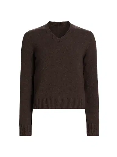 MM6 MAISON MARGIELA Women's V-Neck Wool-Blend Sweater - Brown - Size XL | Thumbnail 1 MM6 MAISON MARGIELA Women's V-Neck Wool-Blend Sweater - Brown - Size XL | Thumbnail 1