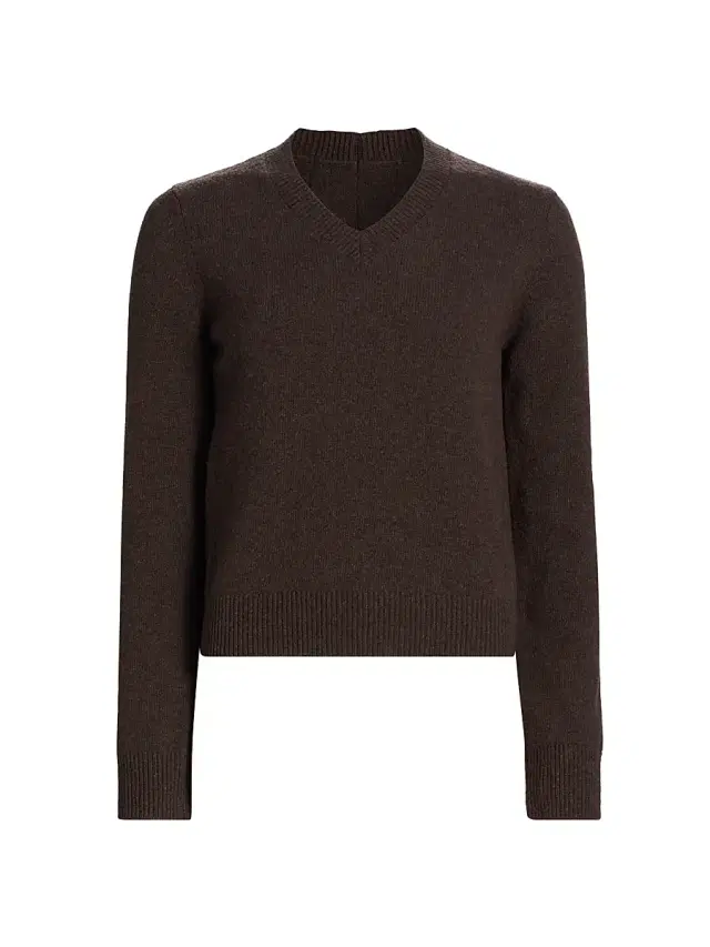 MM6 Maison Margiela Women's V-Neck Wool-Blend Sweater - Brown