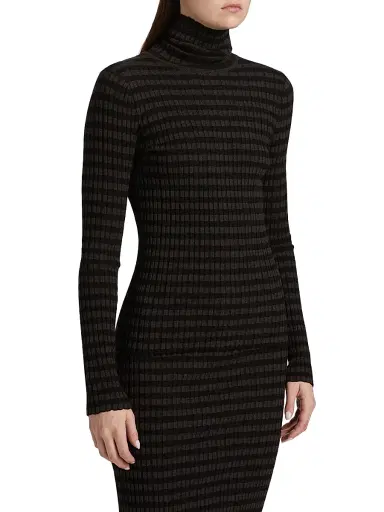 MM6 MAISON MARGIELA Women's Striped Mock-Turtleneck Sweater - Black Brown - Size XS | Thumbnail 4