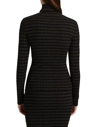 MM6 MAISON MARGIELA Women's Striped Mock-Turtleneck Sweater - Black Brown - Size XS | Thumbnail 5
