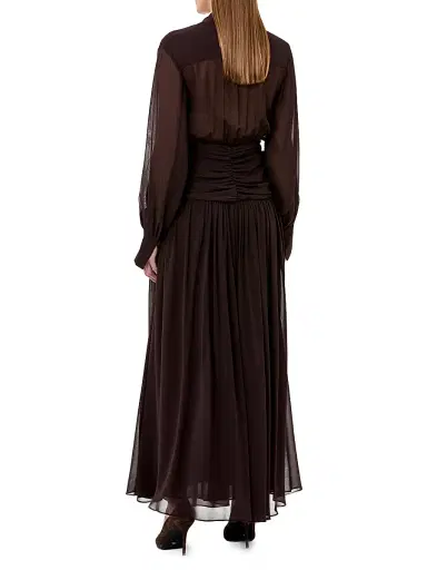 NICHOLAS Women's Jocelyn Deep Plunge Long-Sleeve Maxi Dress - Cacao | Thumbnail 4