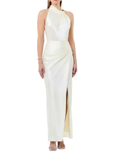 NICHOLAS Women's Galilea Satin Maxi Dress - Pearl | Thumbnail 2