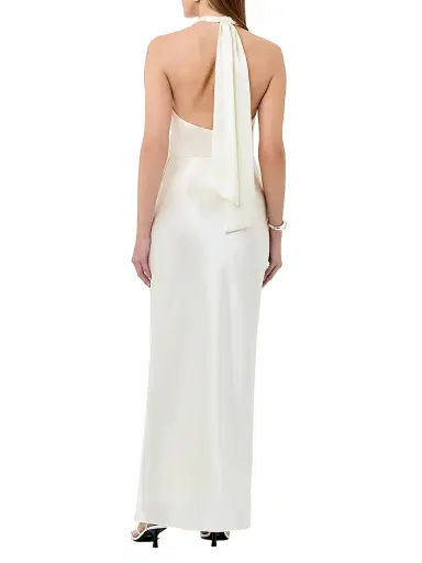 NICHOLAS Women's Galilea Satin Maxi Dress - Pearl | Thumbnail 4
