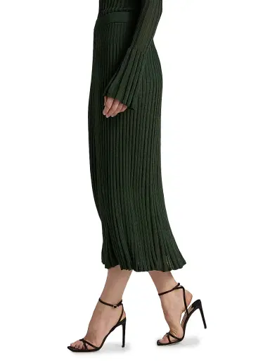 Zimmermann Women's Pleated Ribbed Midi-Skirt - Dark Green | Thumbnail 4 Zimmermann Women's Pleated Ribbed Midi-Skirt - Dark Green | Thumbnail 4