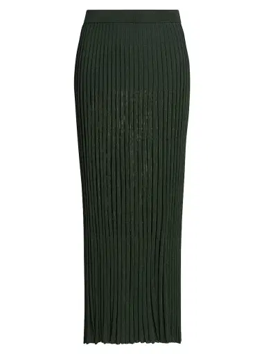 Zimmermann Women's Pleated Ribbed Midi-Skirt - Dark Green | Thumbnail 1 Zimmermann Women's Pleated Ribbed Midi-Skirt - Dark Green | Thumbnail 1