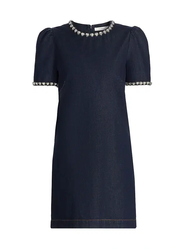 Zimmermann Women's Embellished Denim Minidress - Night Sky