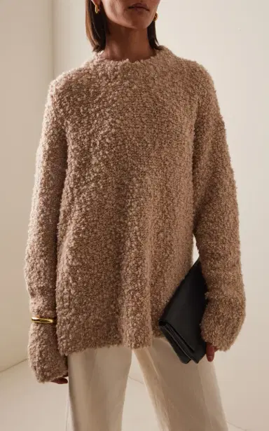 AMIYA Astrakan Textured Wool-Blend Sweater | Thumbnail 3