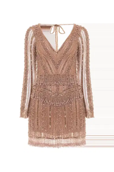 PatBo FULLY BEADED LONG SLEEVE MINI DRESS | Thumbnail 2