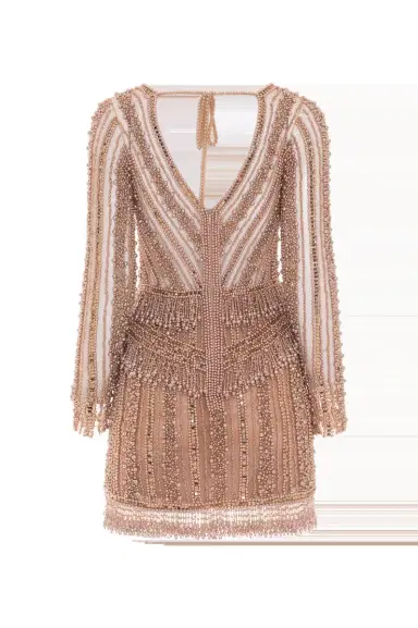PatBo FULLY BEADED LONG SLEEVE MINI DRESS | Thumbnail 3