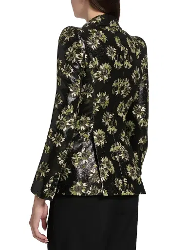 McQueen Women's Lacquered Sunflower Jacquard Blazer - Black Multi | Thumbnail 5 McQueen Women's Lacquered Sunflower Jacquard Blazer - Black Multi | Thumbnail 5