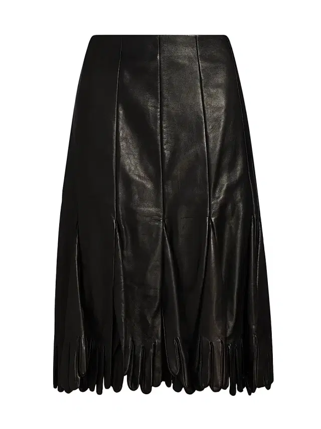 MOSCHINO Women's Leather Pleated Midi-Skirt - Black