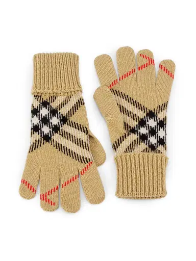 Burberry Women's Heritage Check Cashmere-Blend Gloves | Thumbnail 1 Burberry Women's Heritage Check Cashmere-Blend Gloves | Thumbnail 1