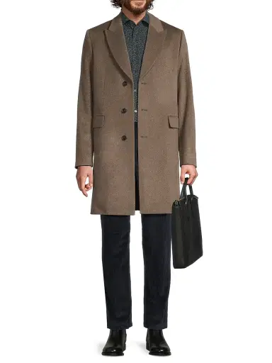 Paul Smith Men's Wool-Cashmere Single-Breasted Overcoat | Thumbnail 2 Paul Smith Men's Wool-Cashmere Single-Breasted Overcoat | Thumbnail 2
