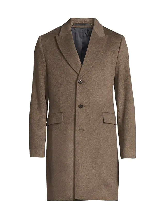 Men's Wool-Cashmere Single-Breasted Overcoat - Taupe
